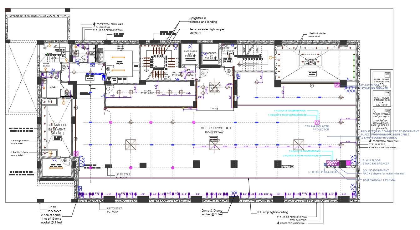 The Autocad Drawing File Showing The Details Of The Function Hall Floor ...