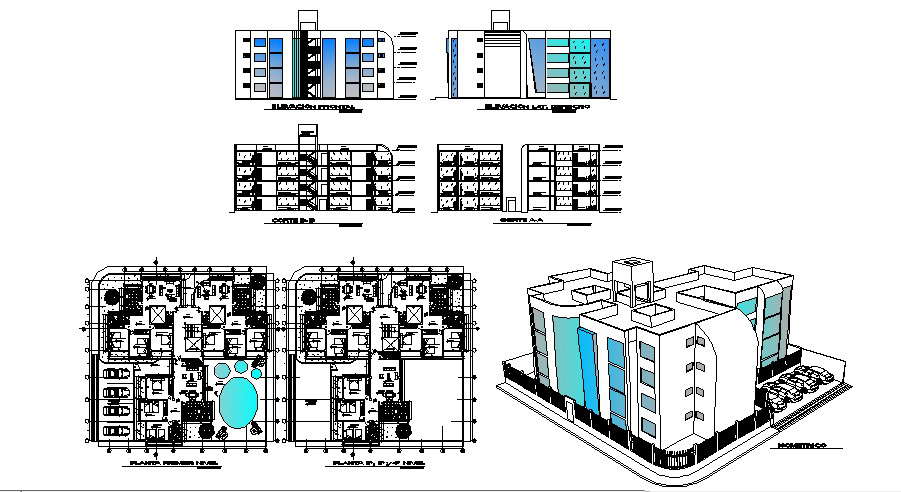 Multistorey Residential Building With Section And Elevation In Dwg File Cadbull 9080