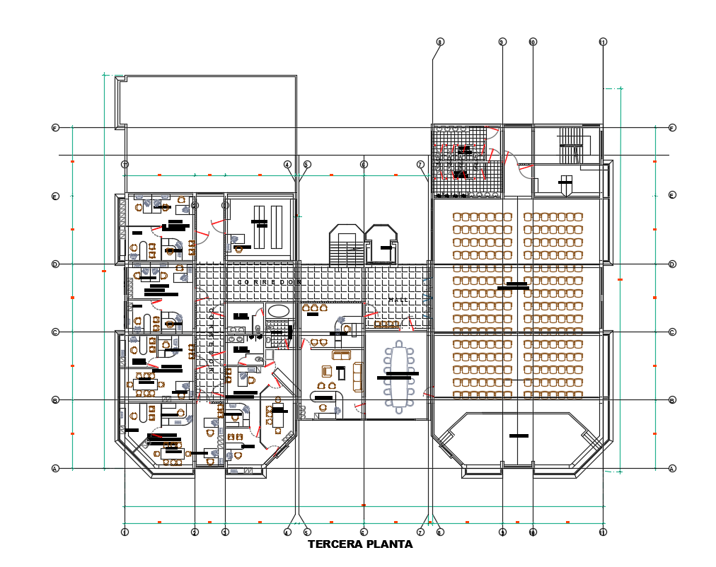 Municipal Corporation Third Floor Plan AutoCAD Drawing Download DWG ...