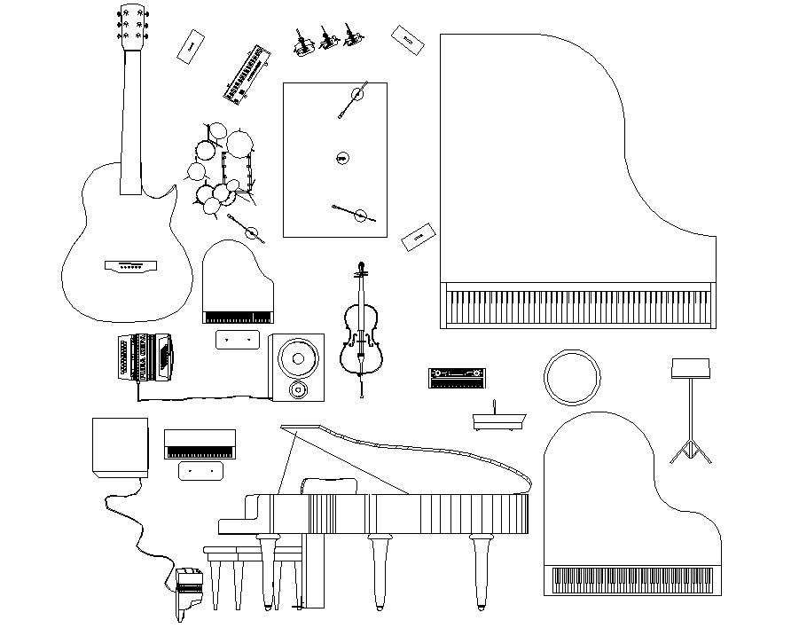 Suposición Energizar cuenta Musician Instruments CAD Blocks - Cadbull