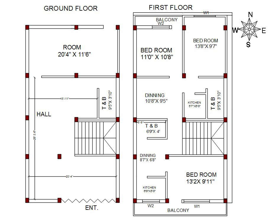 north-facing-3-bhk-house-plan-autocad-file-cadbull