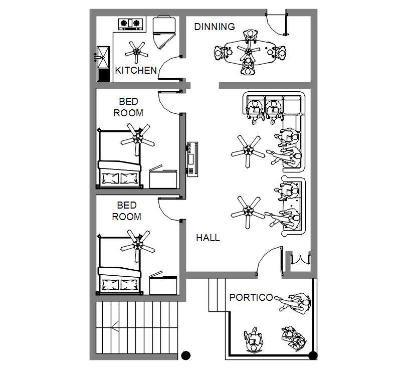 30x40 Feet North Facing 2 Bhk House Ground Floor Plan Dwg File Cadbull Images