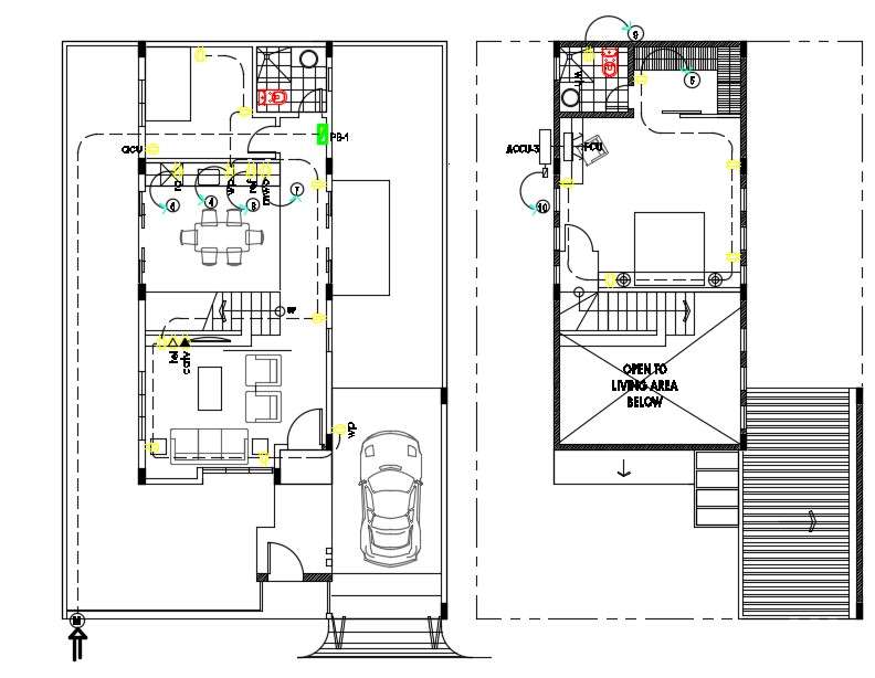 North Facing Duplex House Plan With Furniture Layout Drawing DWG File