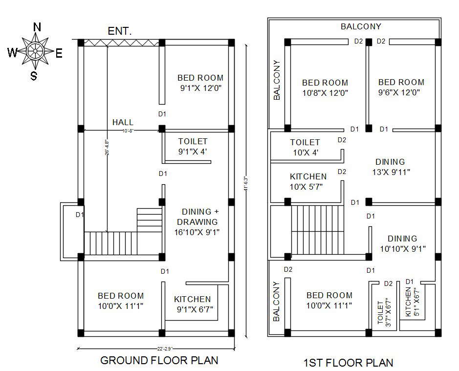 Elevation and House Plan Design AutoCAD Drawing - Cadbull