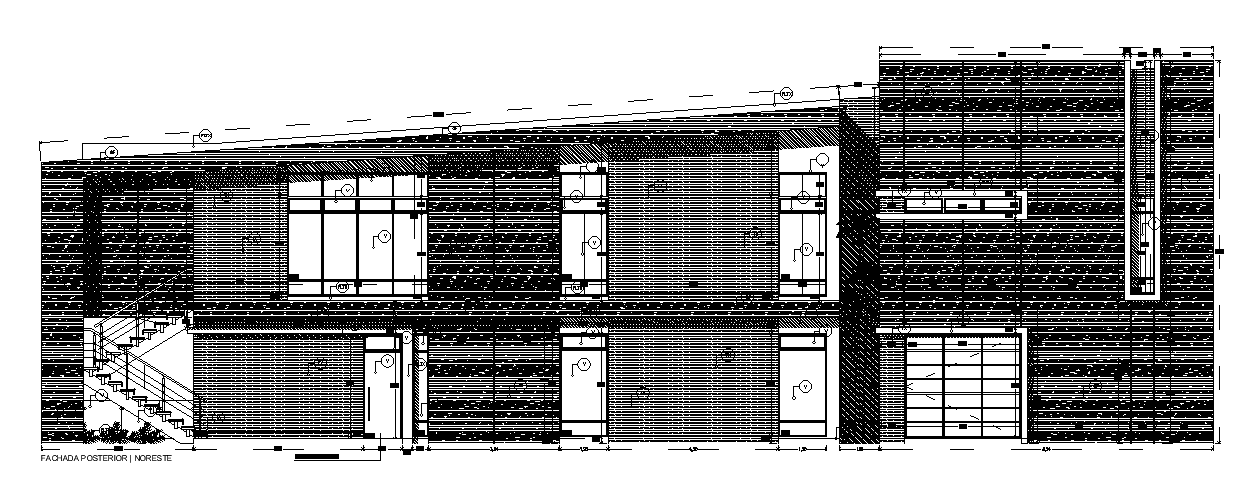 Northeast side elevation view of the 51x53m training center institute ...