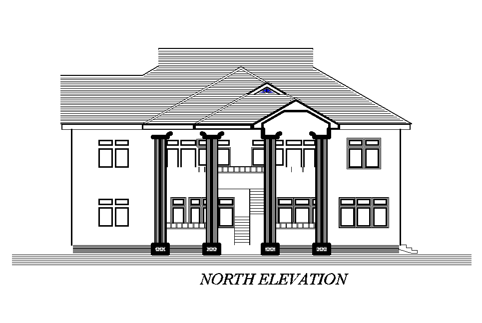 North Side Elevation Of 18x14m First Floor House Plan Is Given In This Autocad Drawing File