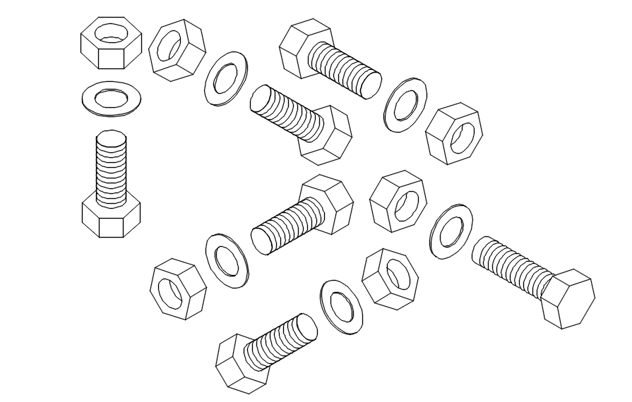 Nuts And Bolts Design In Detail AutoCAD Drawing Dwg File CAD File 