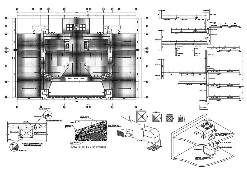 office-a-c-duct-roof-plan-and-faundession-detail-for-dwg-file-cadbull