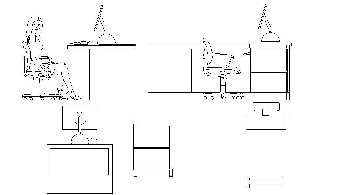 Office Furniture Elevation Design Cad Blocks Cadbull