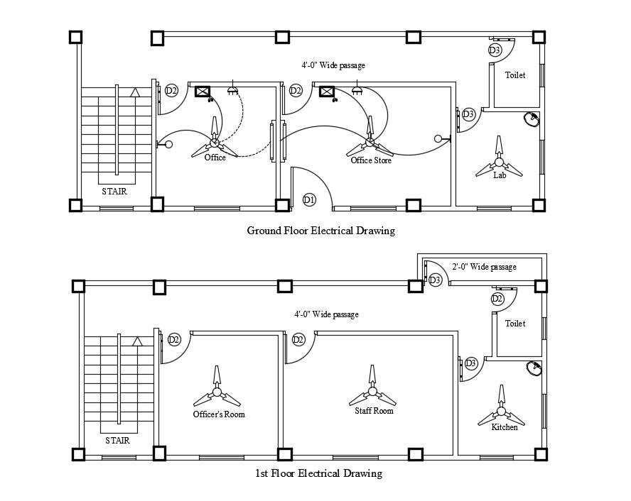 Office Floor Layout Plan With Electrical Installation Cad Drawing | The ...