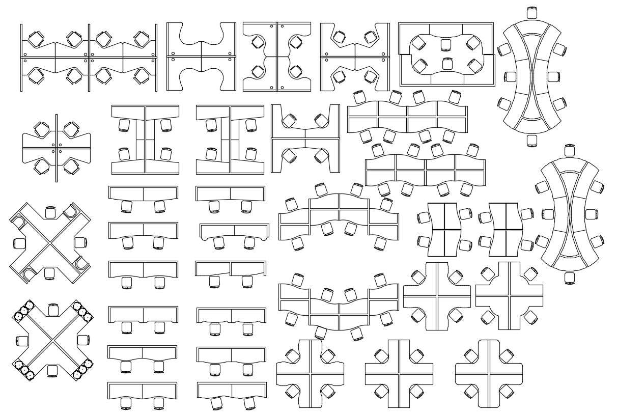 Office Workstation In Plan View Autocad Cad Block Free Cad Plan Images