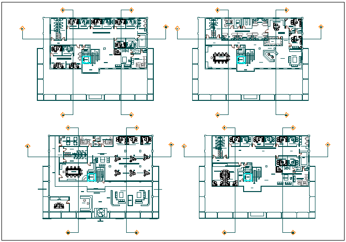 Office building plan detail view dwg file - Cadbull