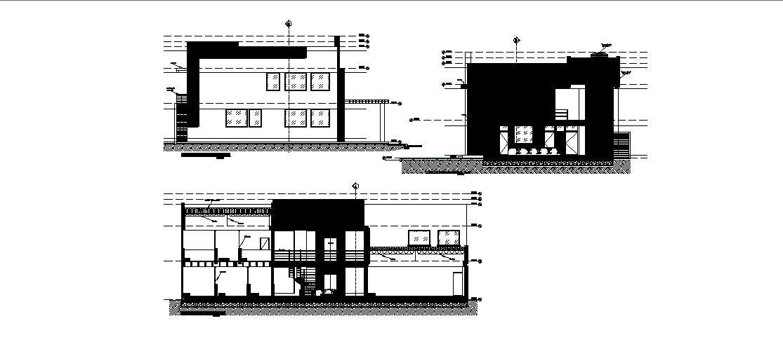 Office building two-story elevation and section cad drawing details dwg ...