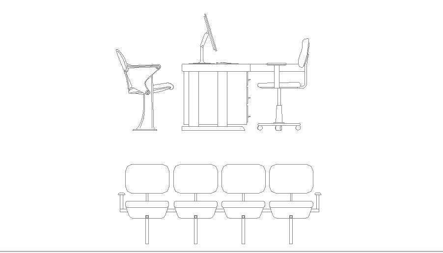 Office desk and chair blocks elevation cad drawing details dwg file -  Cadbull