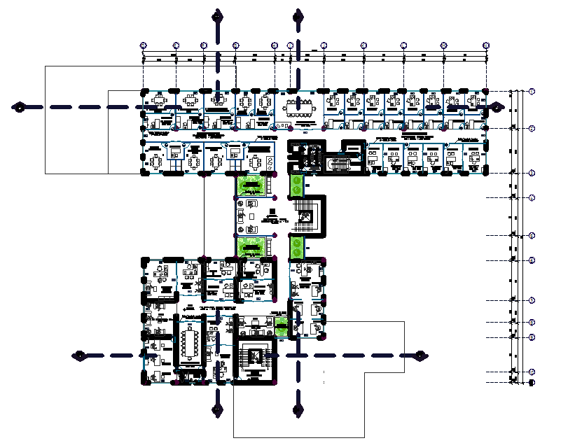 Office working plan detail dwg file - Cadbull