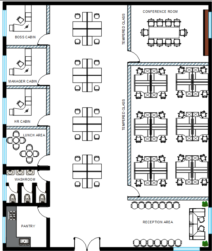 Office First Floor Plan Layout DWG File - Cadbull