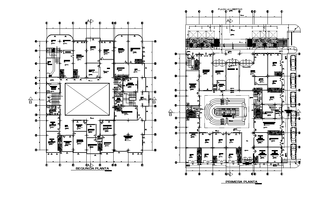 Office Layout Plan With Center Line CAD Drawing Download DWG File - Cadbull