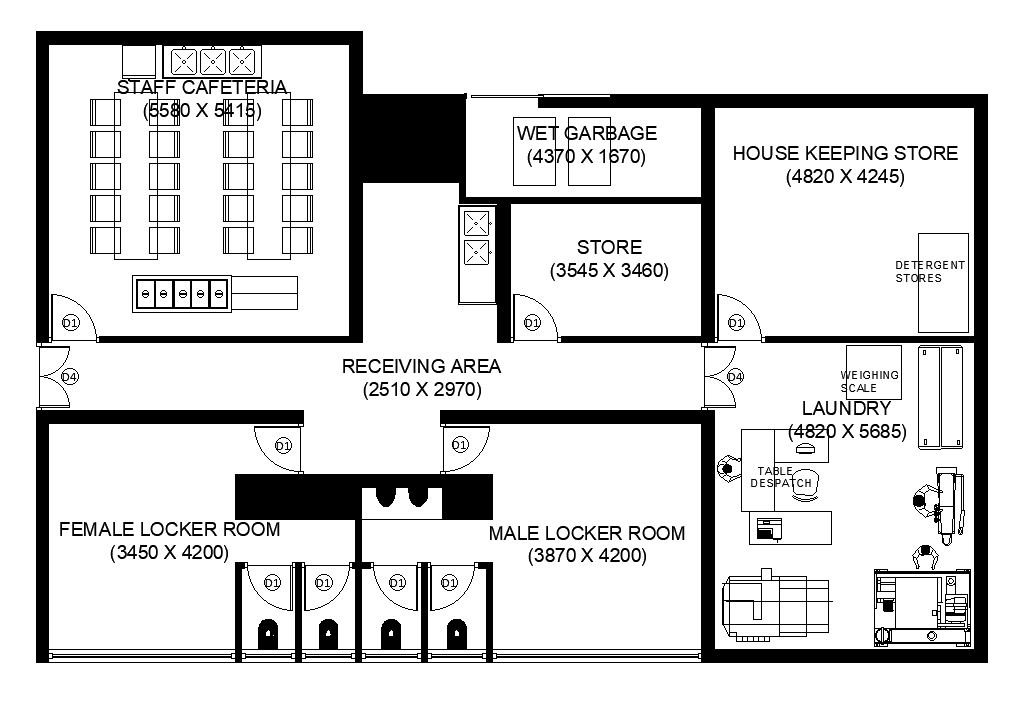 Office Staff Floor Plan AutoCAD Drawing Download DWG File Cadbull