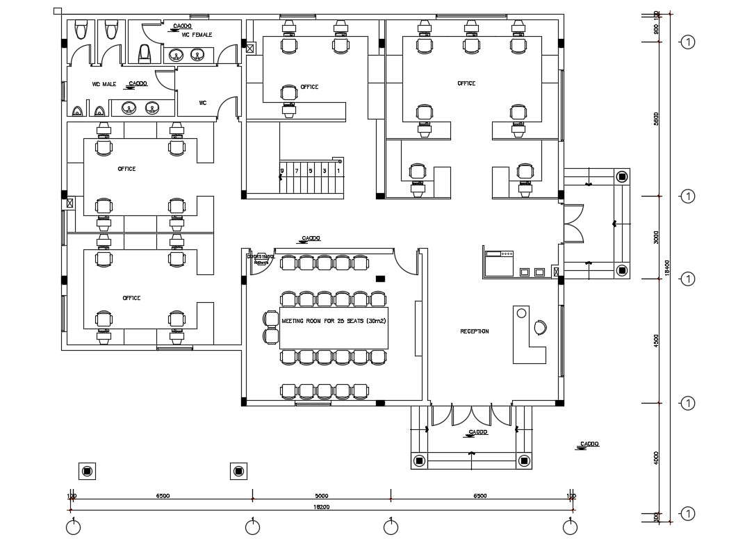 Office floor plan cad drawing is given in this cad file. Download this ...