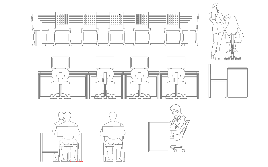 Office furniture block detail drawing specified in this AutoCAD file ...