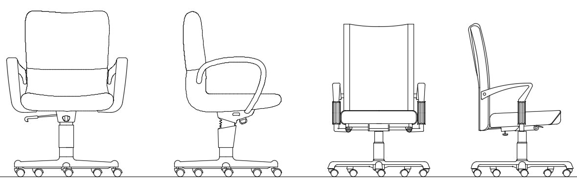 Office usage chair 2D AutoCAD drawing - Cadbull