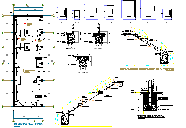 One Family Housing Staircase Construction Details dwg file - Cadbull