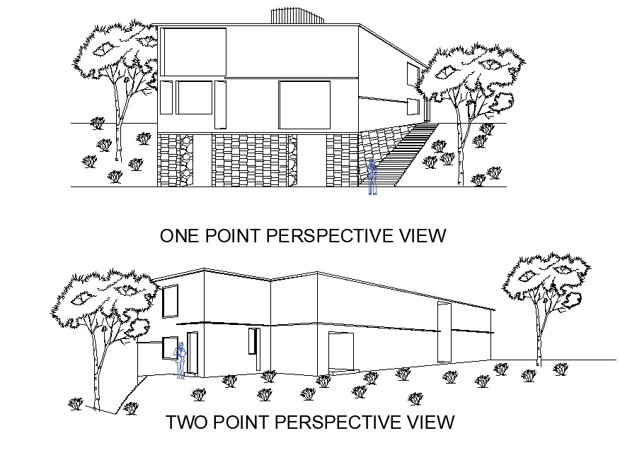 One and two perspective view autocad file - Cadbull