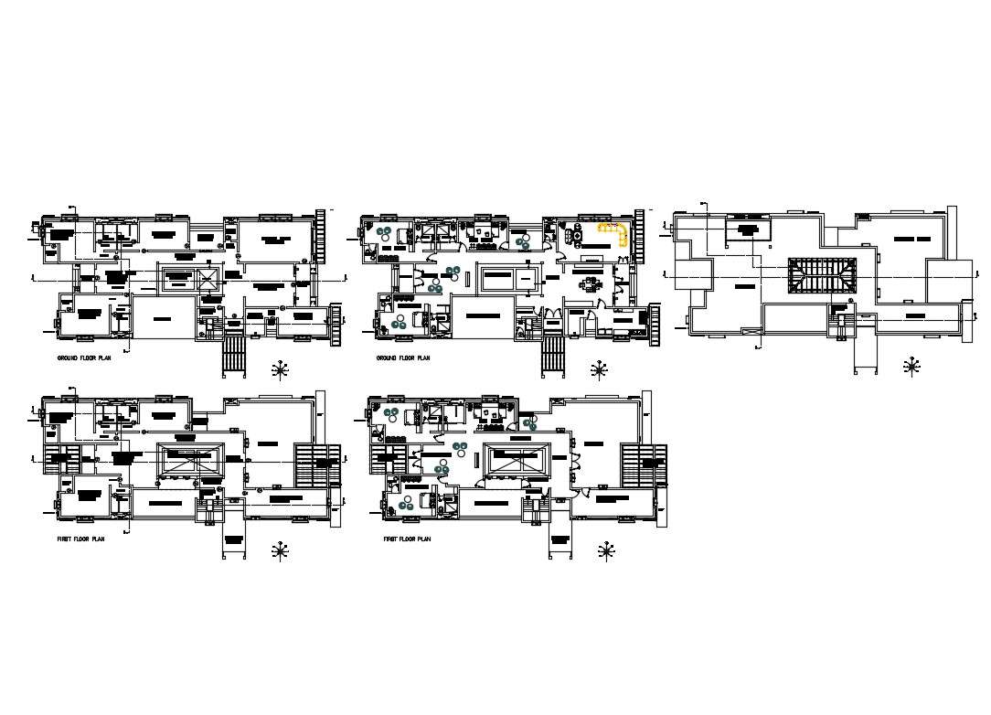 One family bungalow floor plan layout cad drawing details dwg file ...