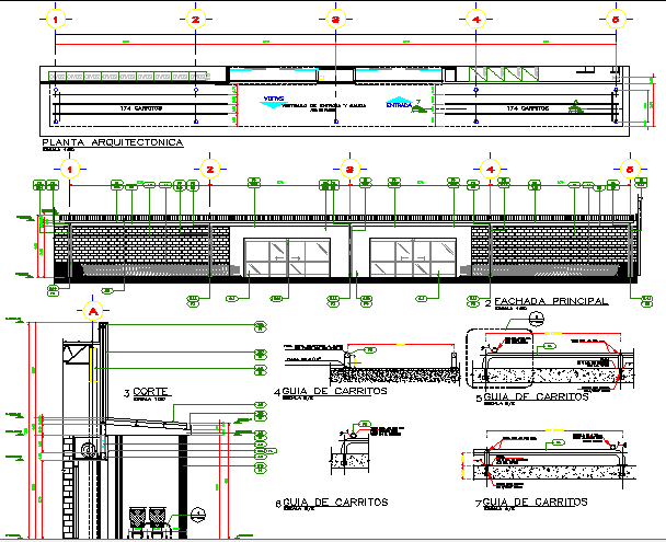 One story shopping center architecture details dwg file - Cadbull