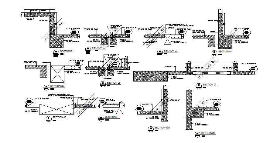 PT Slab and beam schedule section details are given in this AutoCAD DWG ...