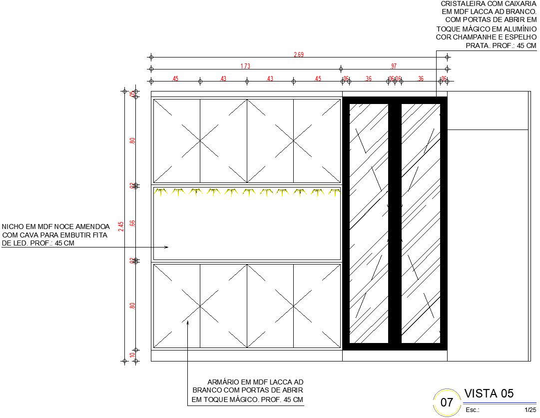 Pantry side kitchen wall elevation. - Cadbull