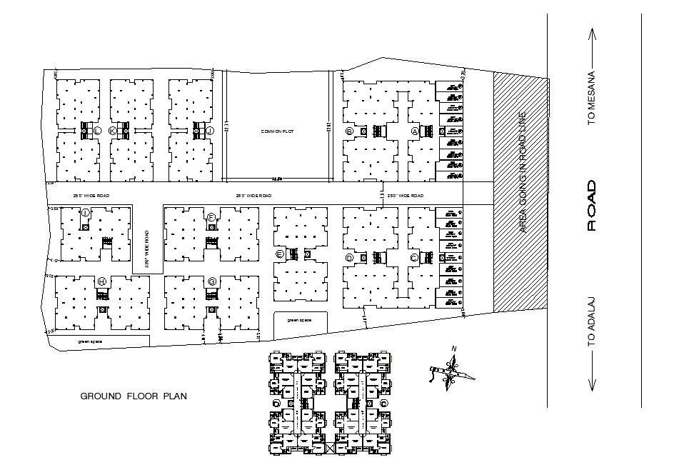 Parking layout plan and ground floor plan details of