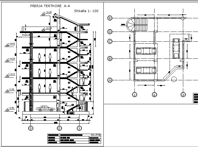 Parking lot and departmental office sectional details dwg file - Cadbull