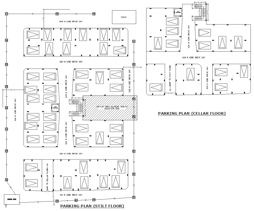 Parking plan of five storey apartment detail DWG autoCAD drawing - Cadbull