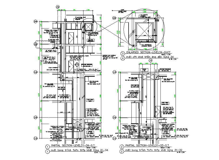 Partial constructive sectional details of multi-story building dwg file ...