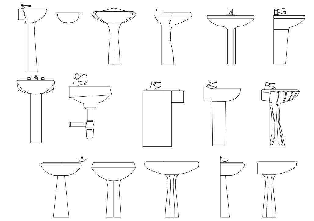 Pedestal Wash Basin Free CAD Blocks Drawing DWG File - Cadbull