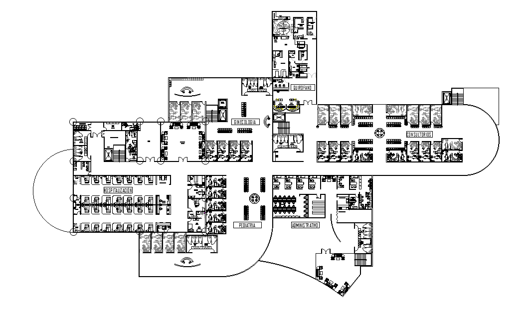 Pediatric And Gynaecology Hospital Plan Is Given In This Autocad Drawing File Download Now