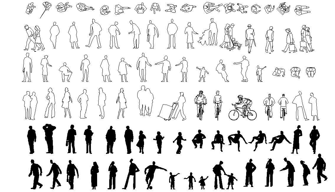 Cad Blocks Of People Silhouettes In Plan View Dwg | Images and Photos ...