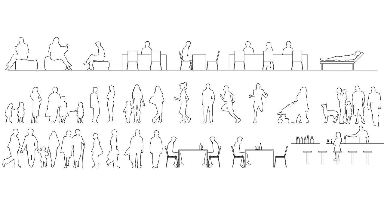 Creative dancing people blocks cad drawing details dwg file - Cadbull