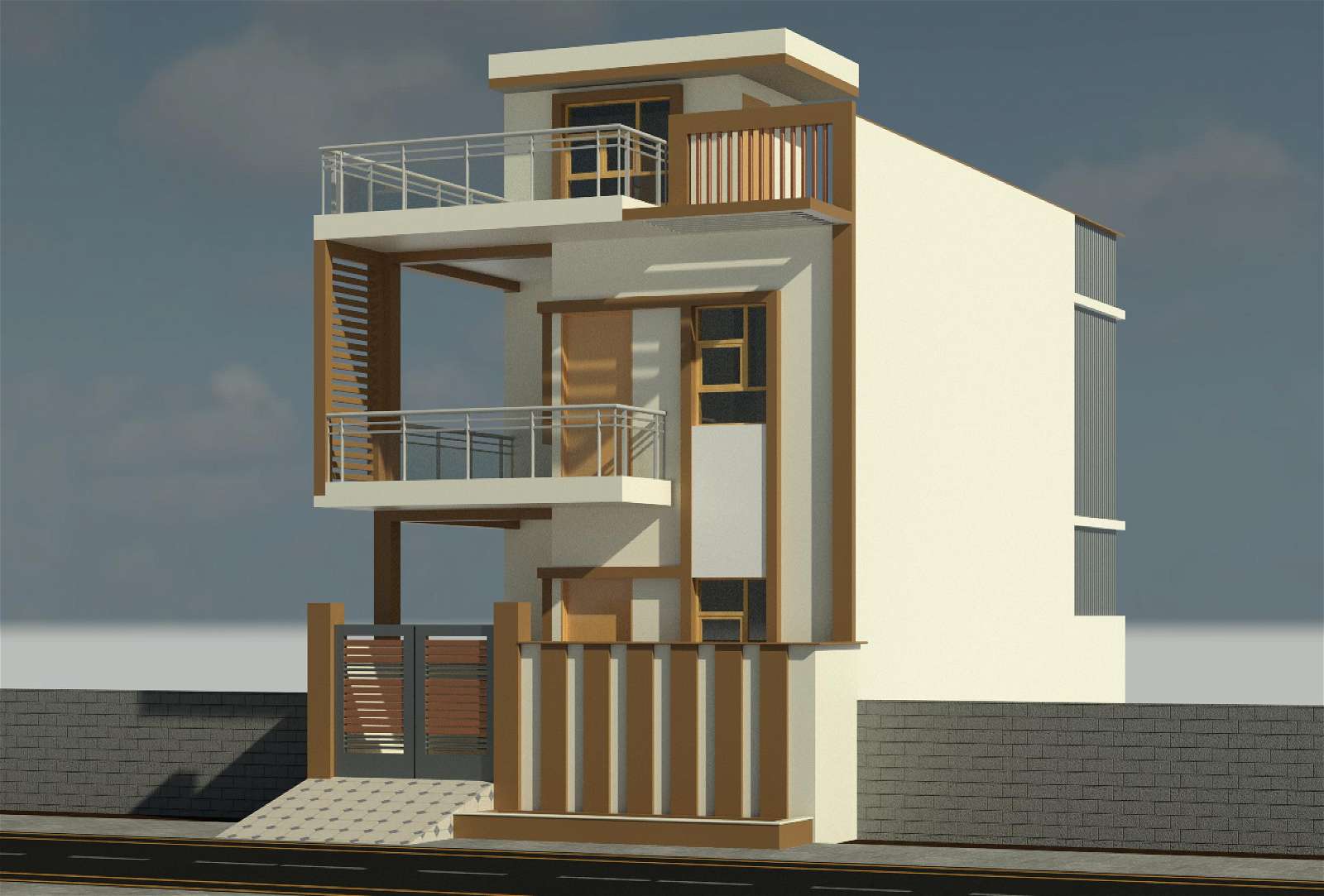 Perfect 3d house elevation design. Download this drawing