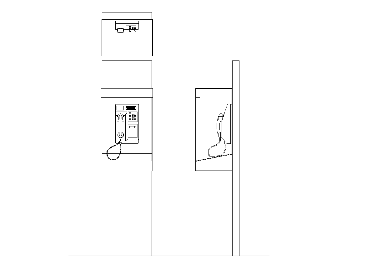 Phone booth plan detail dwg., - Cadbull