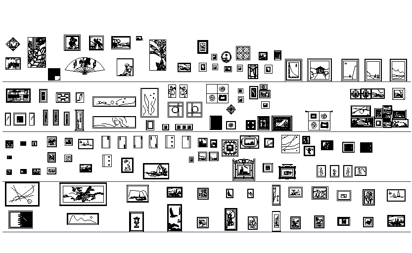 Picture frames detail dwg file - Cadbull