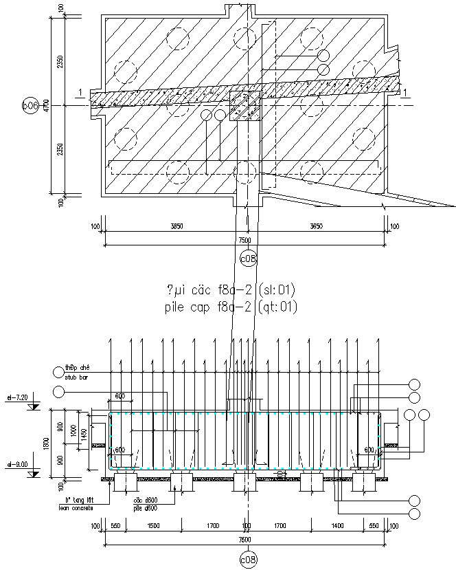 Pile Cap Section Drawing. - Cadbull