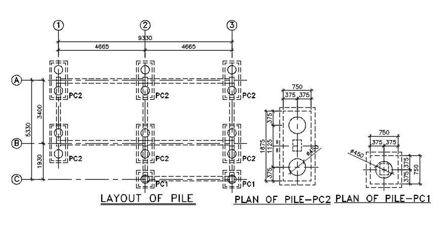 Pile Layout Plan AutoCAD Drawing DWG File - Cadbull