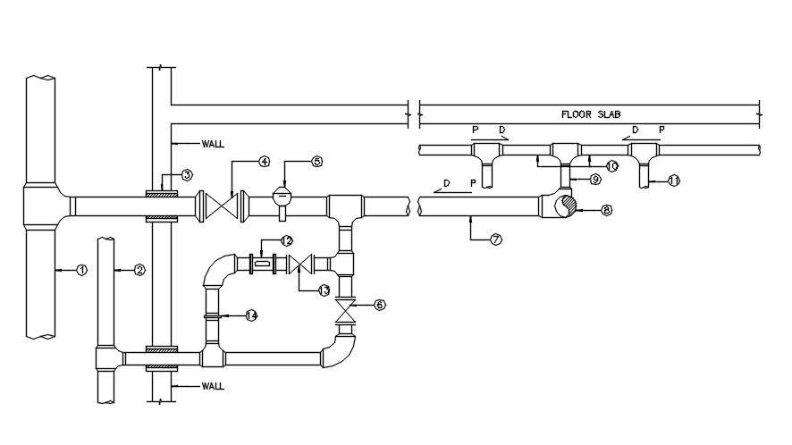 Pipe connection sectional details are given in this AutoCAD 2D DWG ...