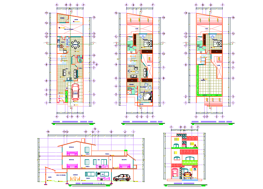 Plan and elevation house plan layout file - Cadbull