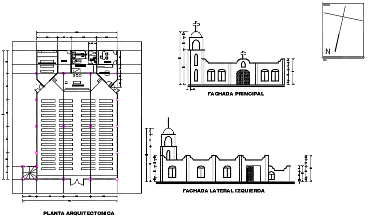 Plan and elevation temple detail dwg file - Cadbull