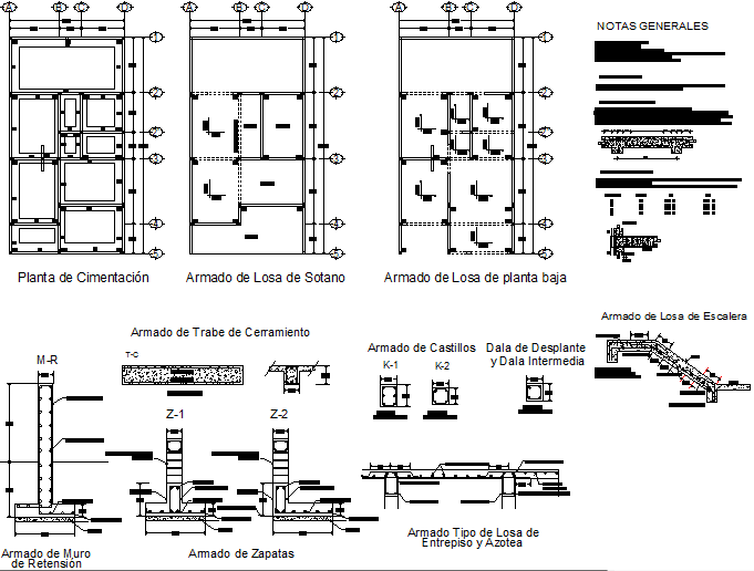 Plan and foundation section detail dwg file - Cadbull