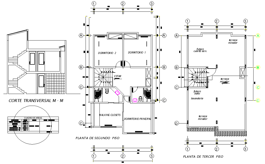 Plan And Section House Plan Autocad File Cadbull