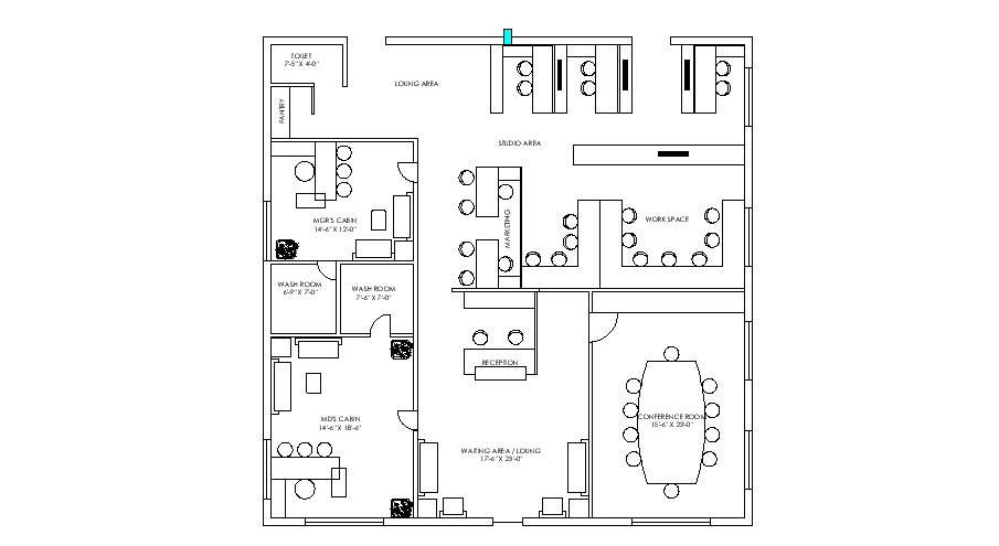 Admin Office Plan In DWG File - Cadbull